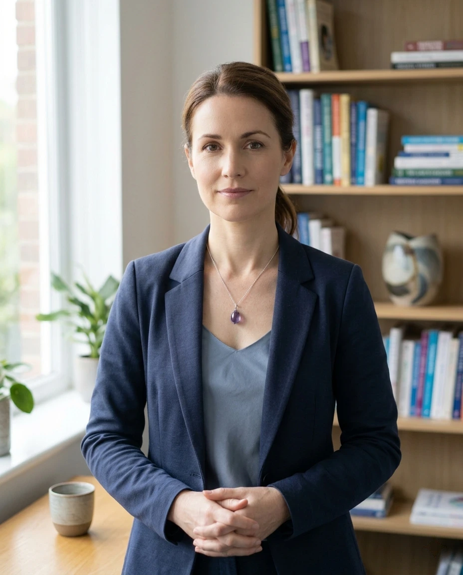 Isabelle Moreau, hypnothérapeute certifiée à Lyon, dans son cabinet de la rue des Chartreux